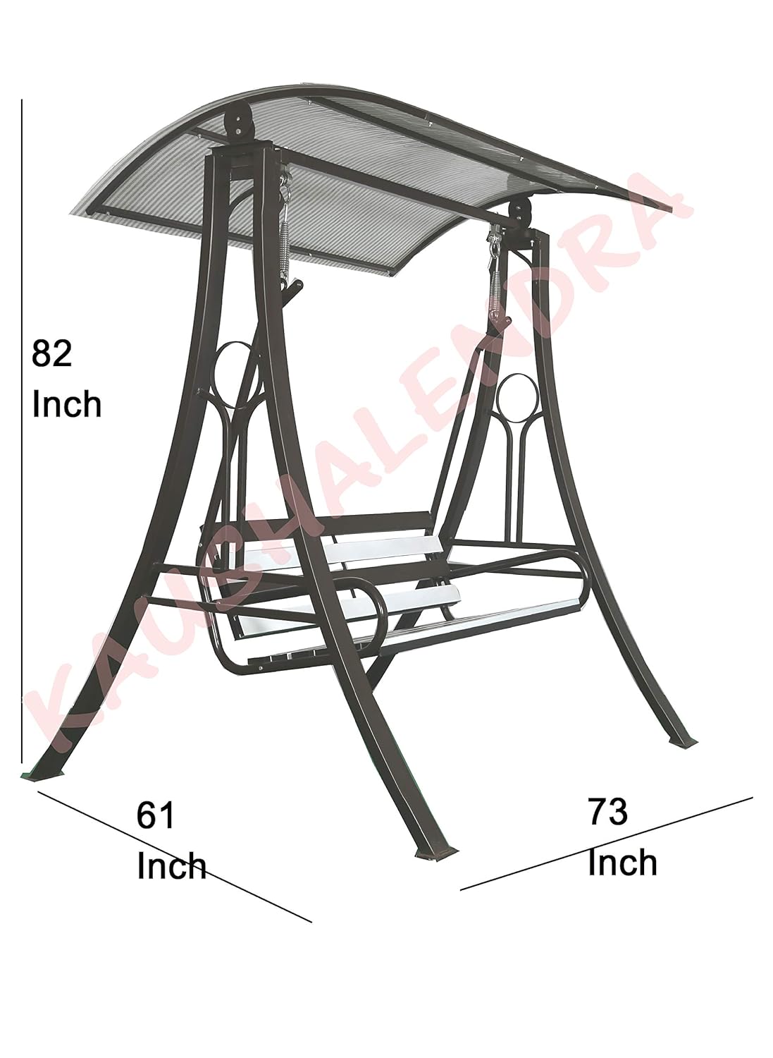 Outdoor Swings Jhula with Roof Hammock Chair - 3 Seater, High-Strength Iron, 350 kg Capacity, Black - View 3