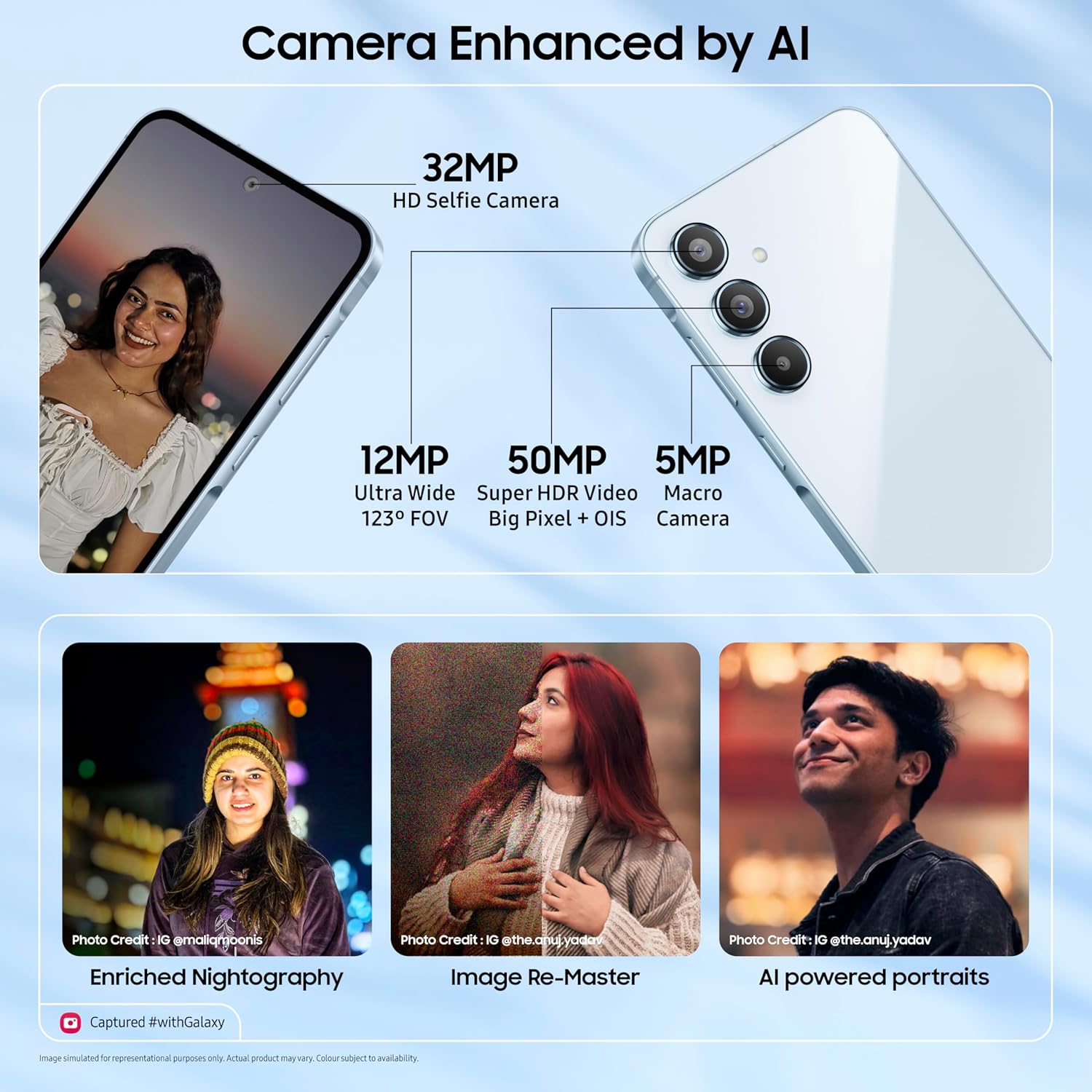 Samsung Galaxy A55 5G (Awesome Iceblue, 8GB RAM, 256GB Storage) | AI | Metal Frame | 50 MP Main Camera (OIS) | Super HDR Video| Nightography | IP67 | Corning Gorilla Glass Victus+ | sAMOLED Display - View 6