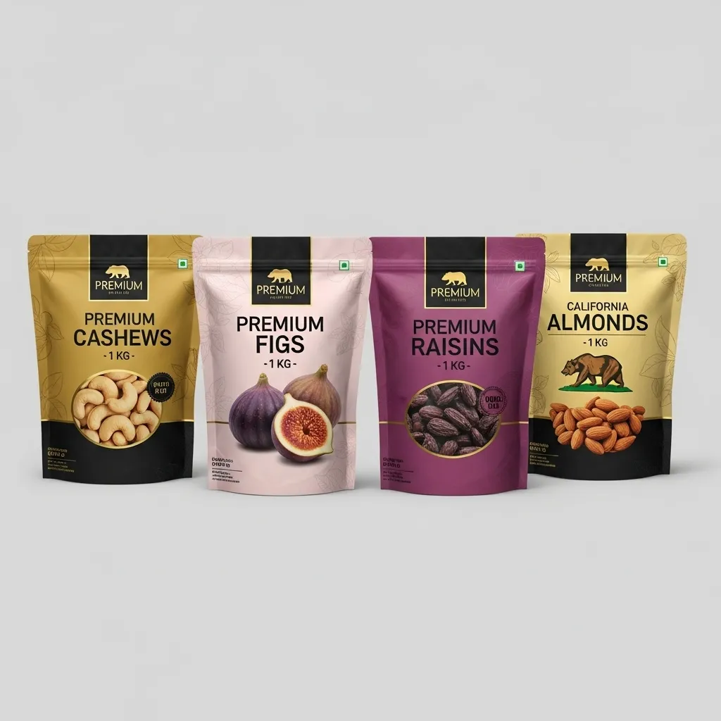 Premium Quality Nuts & Dried Fruits Collection (Set of 4 x 1 KG)